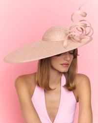 LOLITA Pink Blush Swirl Statement Hat with Asymmetric Brim