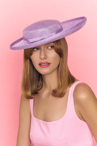 CHERIE Petit Lilac Boater Hat with Asymmetric Brim