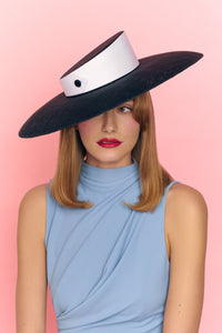 ANTOINETTE Black & White Wide Brim Hat