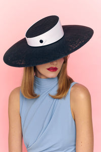 ANTOINETTE Black & White Wide Brim Hat