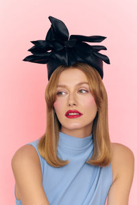 MADEMOISELLE Black Silk Flower Pillbox Hat