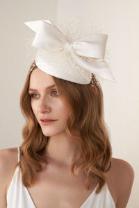 MRS MAISEL  white silk wedding cocktail hat