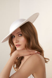 BIANCA white silk bridal hat