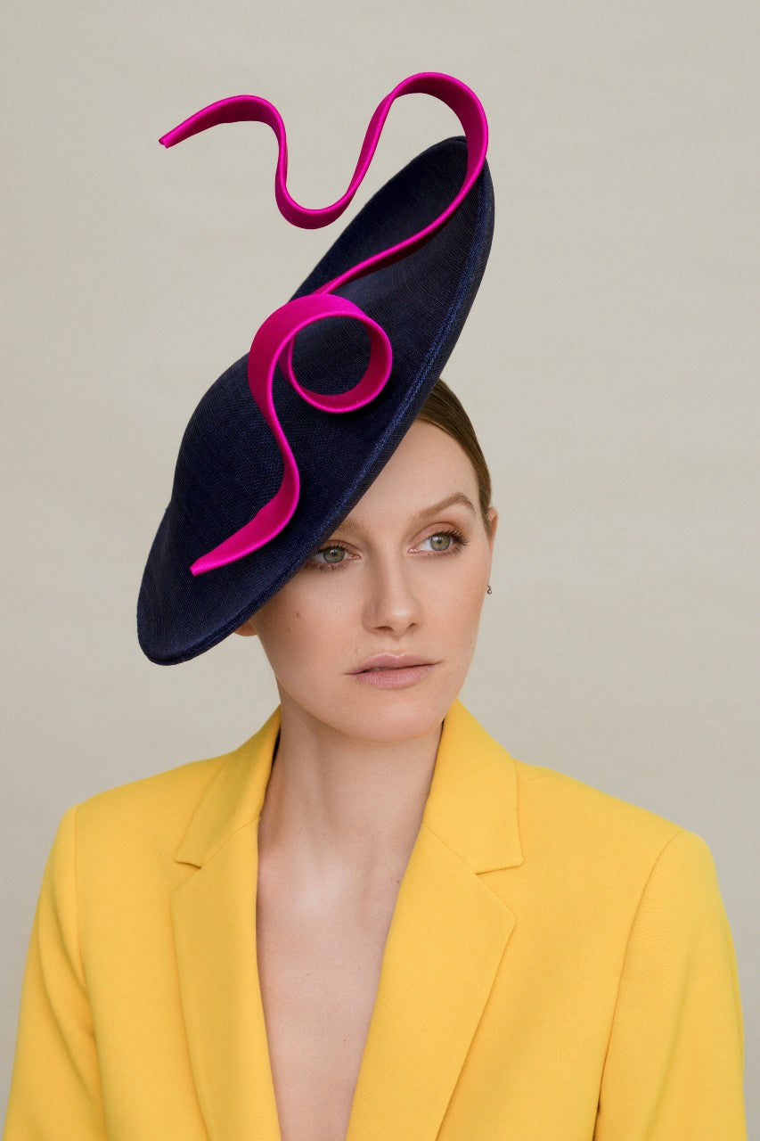 Filipa Cardoso Millinery navy saucer hat  