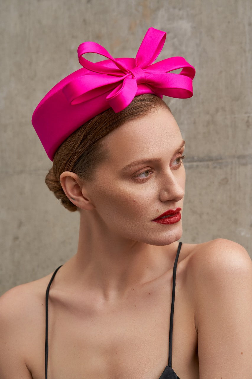 PAPILLON silk pillbox hat