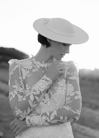 BIANCA white silk bridal hat