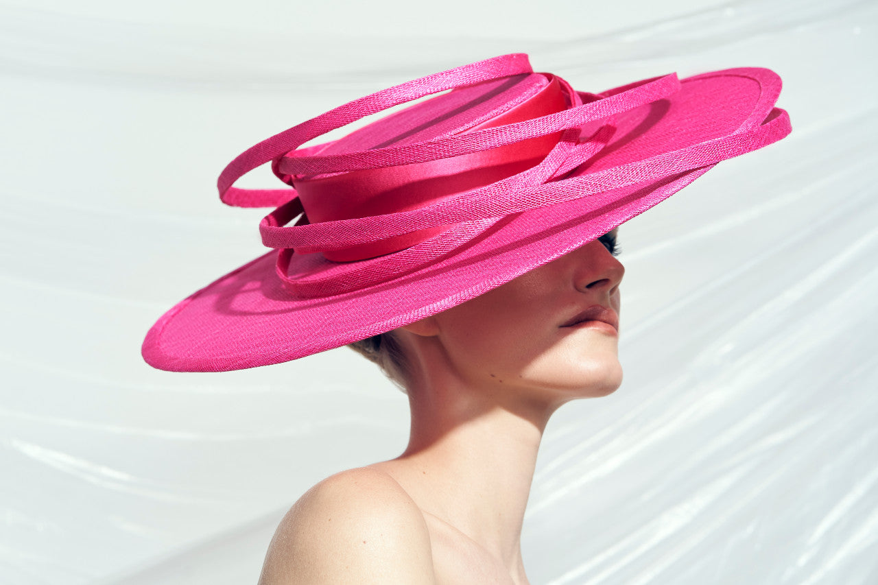 Bright pink online wedding hat